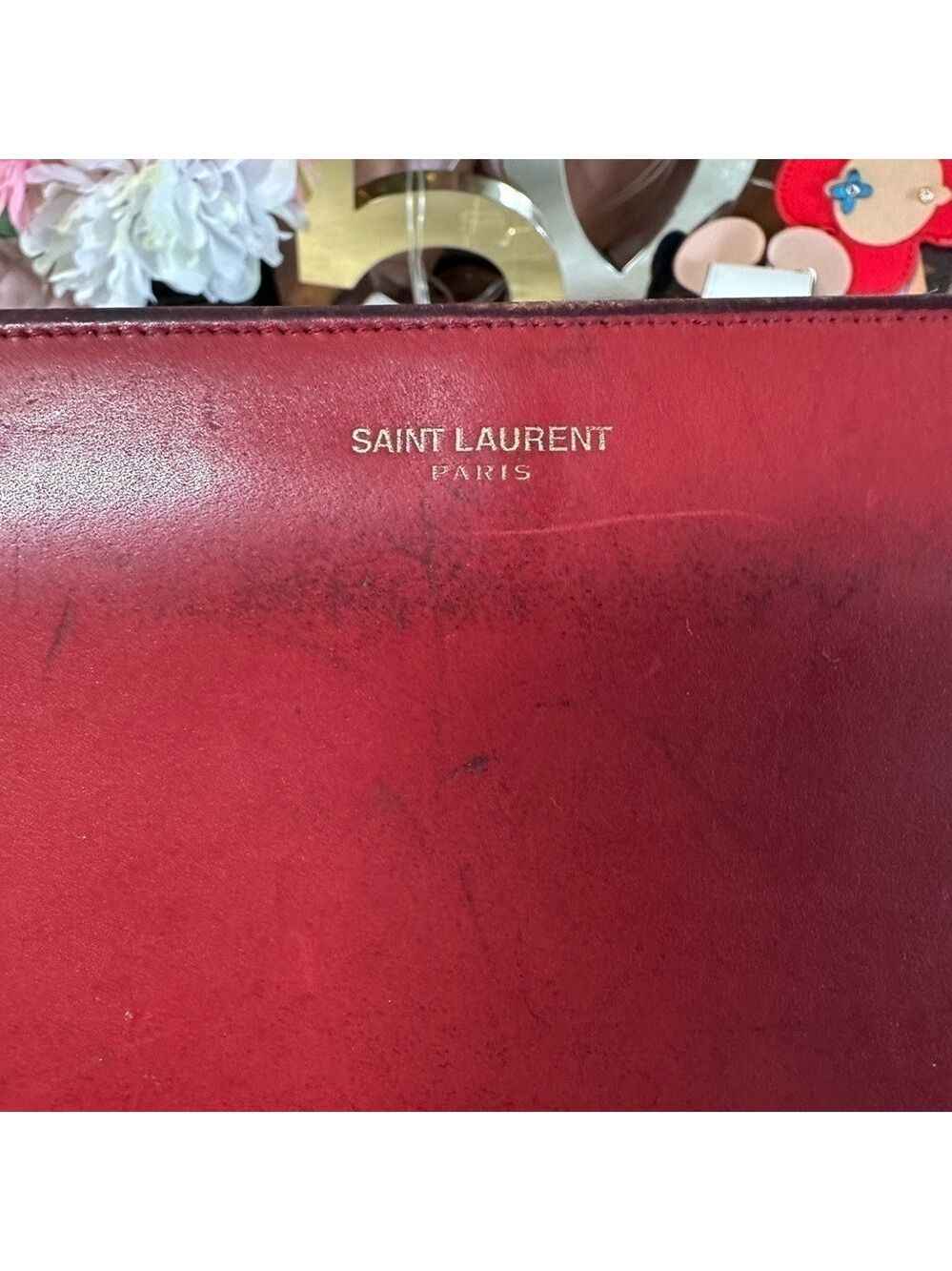 SAINT LAURENT PARIS RED LEATHER ZIP AROUND LONG WALLET YSL ITALIAN DESIGNER - Picture 3 of 16
